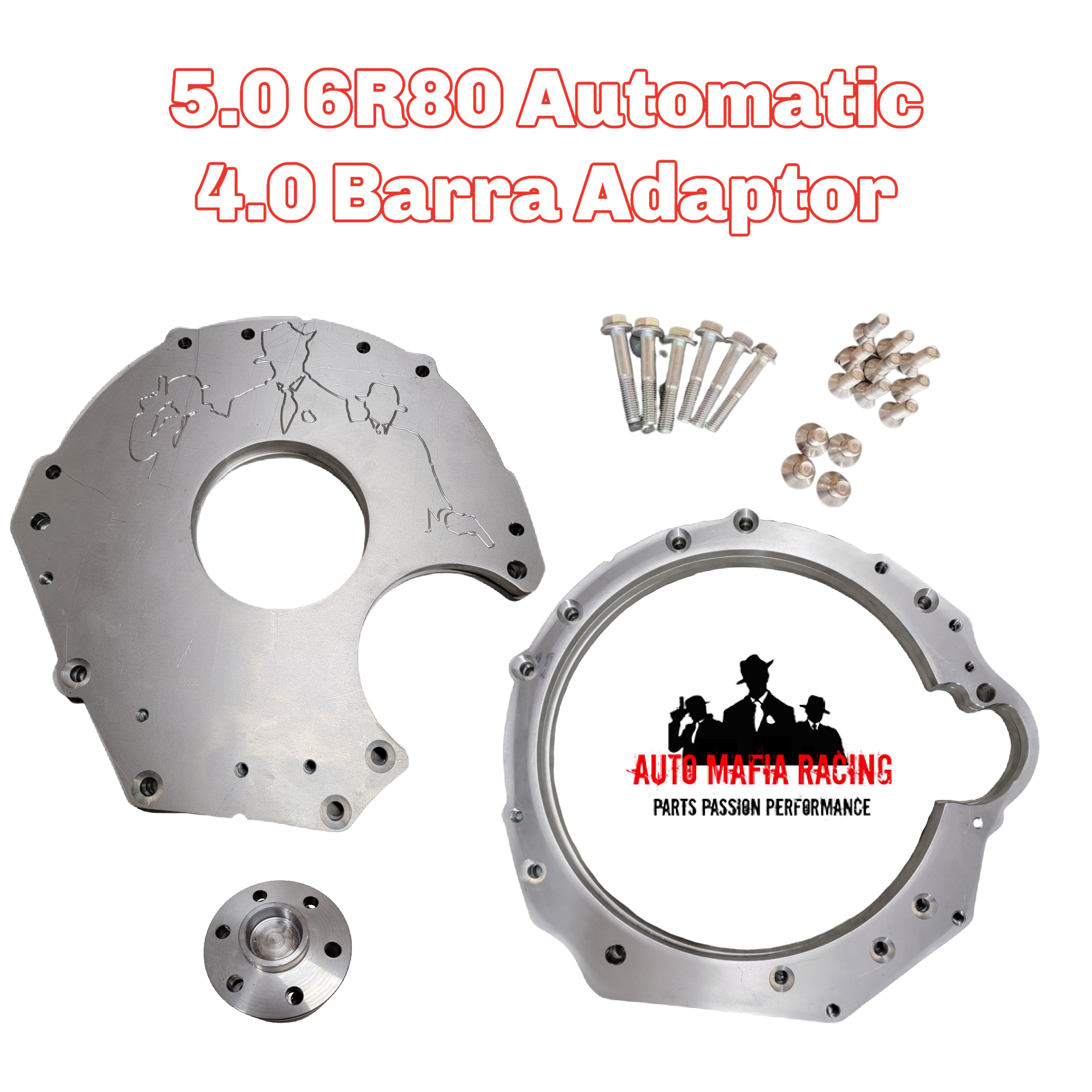 4.0L Barra Engine to 5.0L / 4.6L Modular Transmission Adaptor Plate 6R80 / 4R70